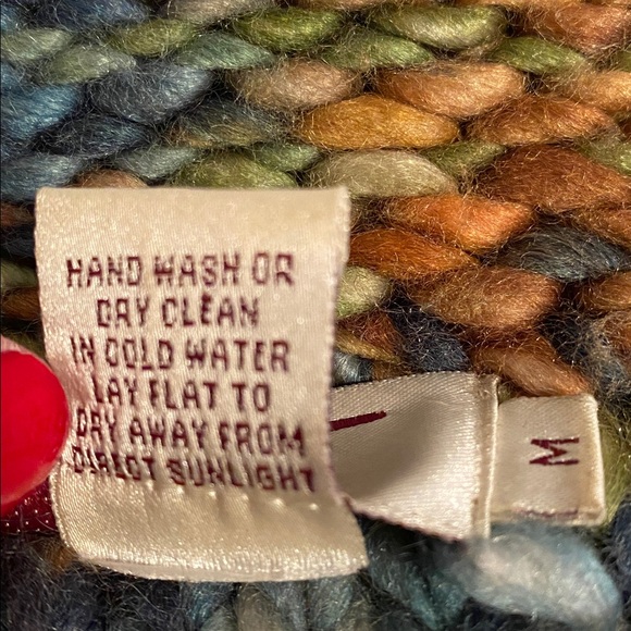 Artisan Hand Knit 100% wool cardigan Vintage 80s 90s made in India Medium - Picture 6 of 14